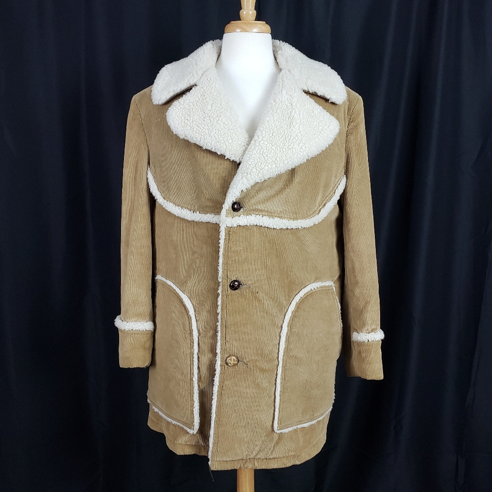 Vintage Sears Western Outdoor Wear Corduroy Coat with Sherpa Lining Size Large